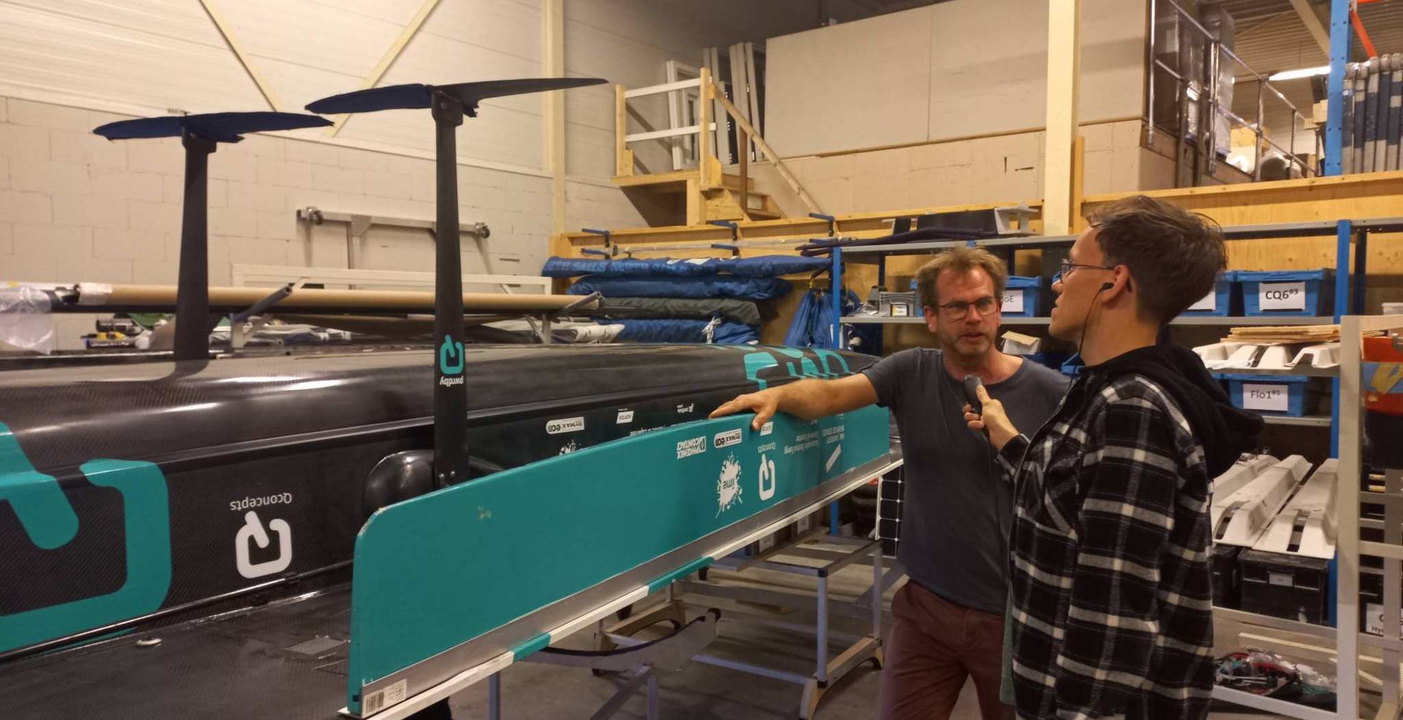 Opname audioreportage met Jurian Rademaker bij HAN Solarboat