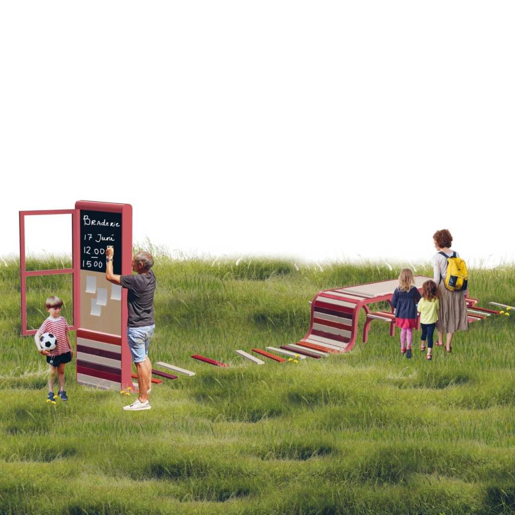 Artist impression van speeltafel in het gras