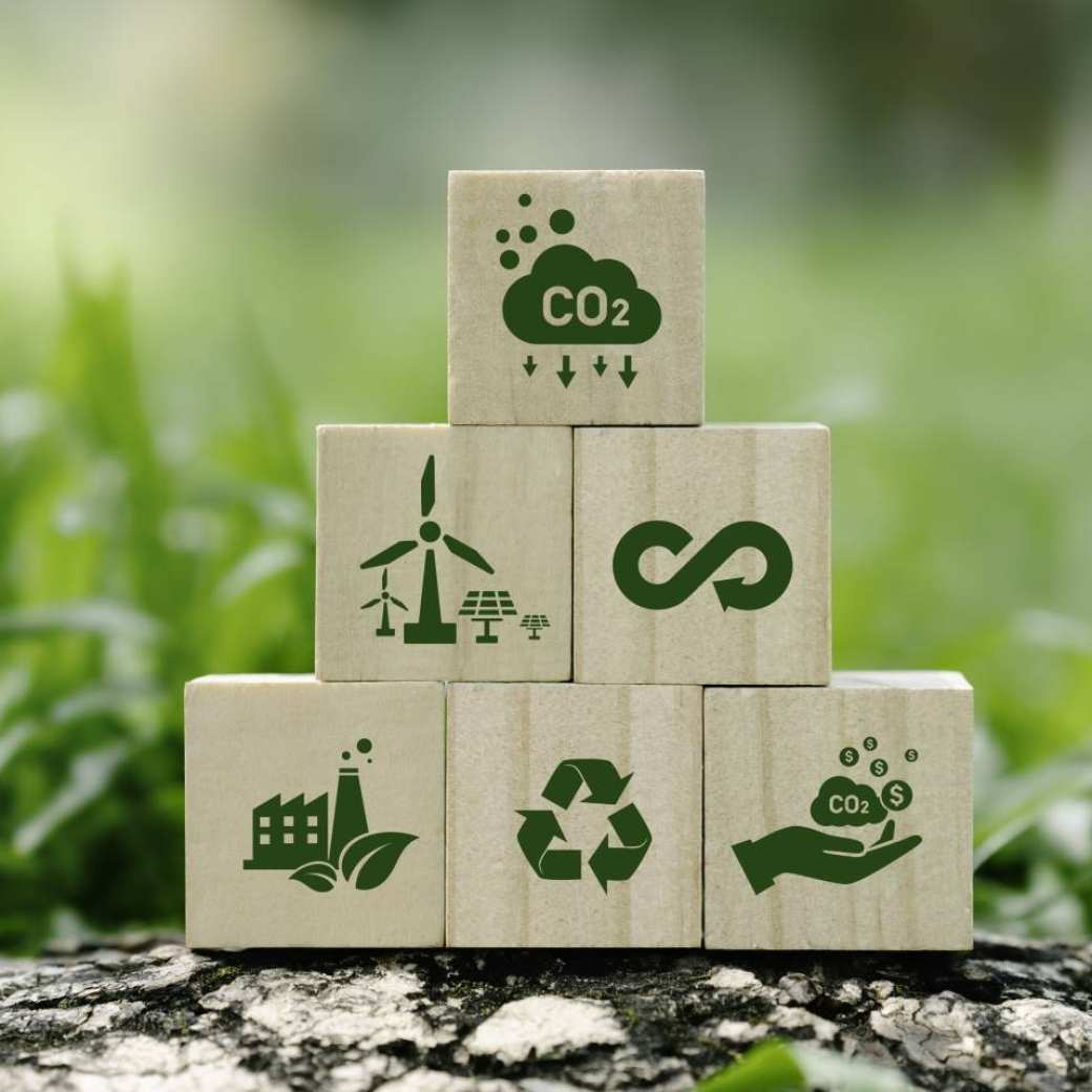 Stock photo with blocks of sustainability