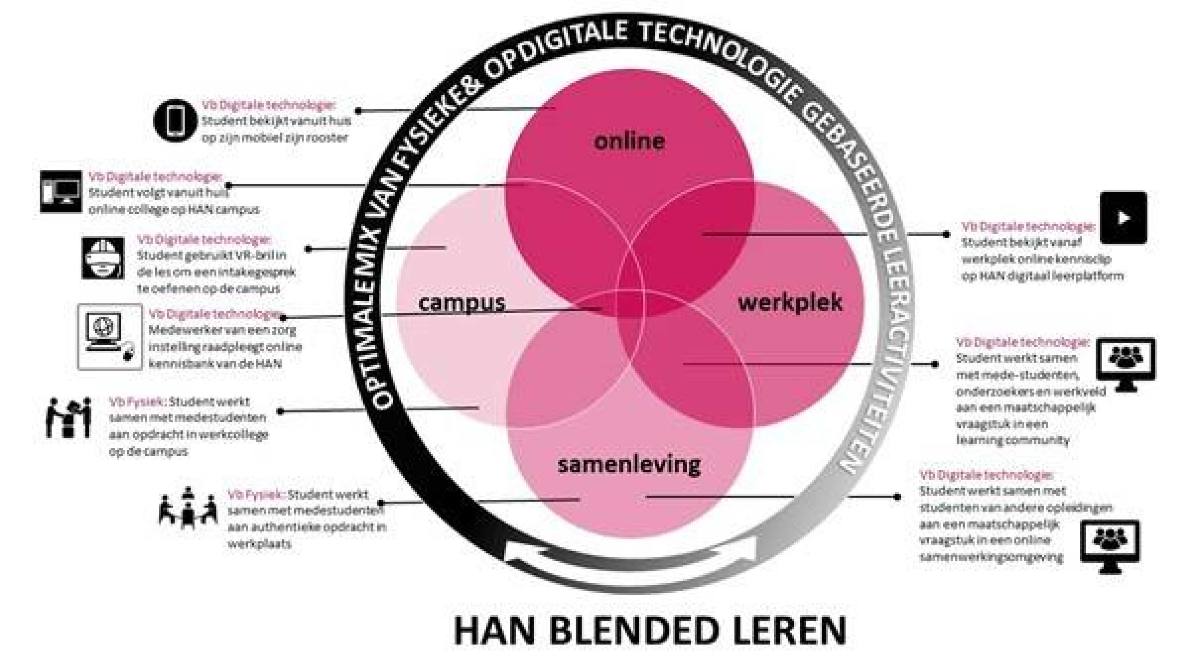 Illustratie van de ontwerprichtlijnen blended leren