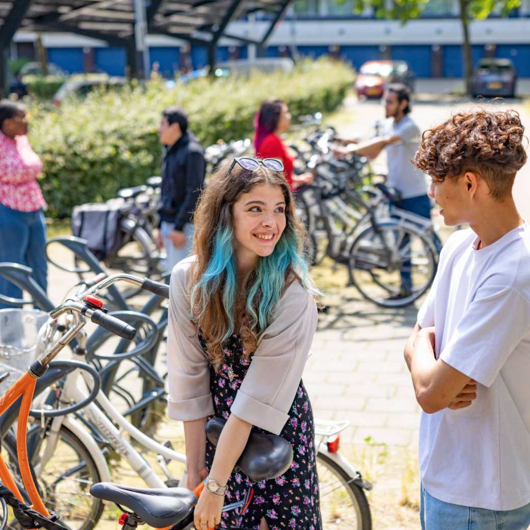 International students parking their bikes at the HAN campus in Arnhem, the Netherlands