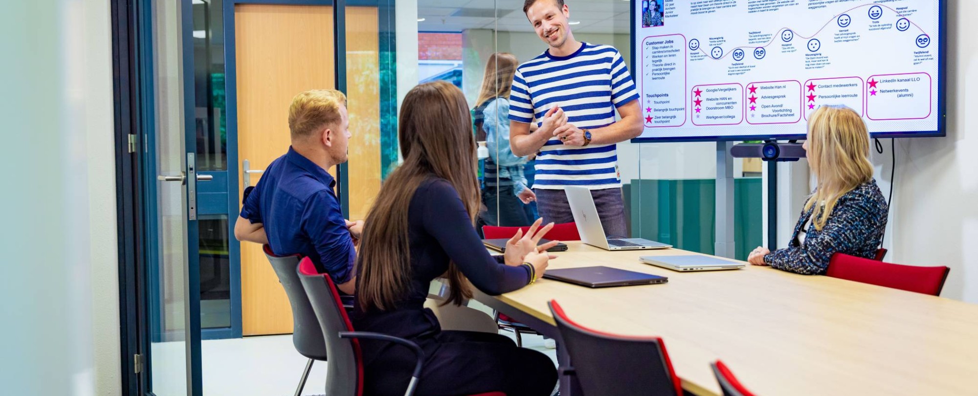 Gesprek deeltijd studenten associate degree Commerciële Economie