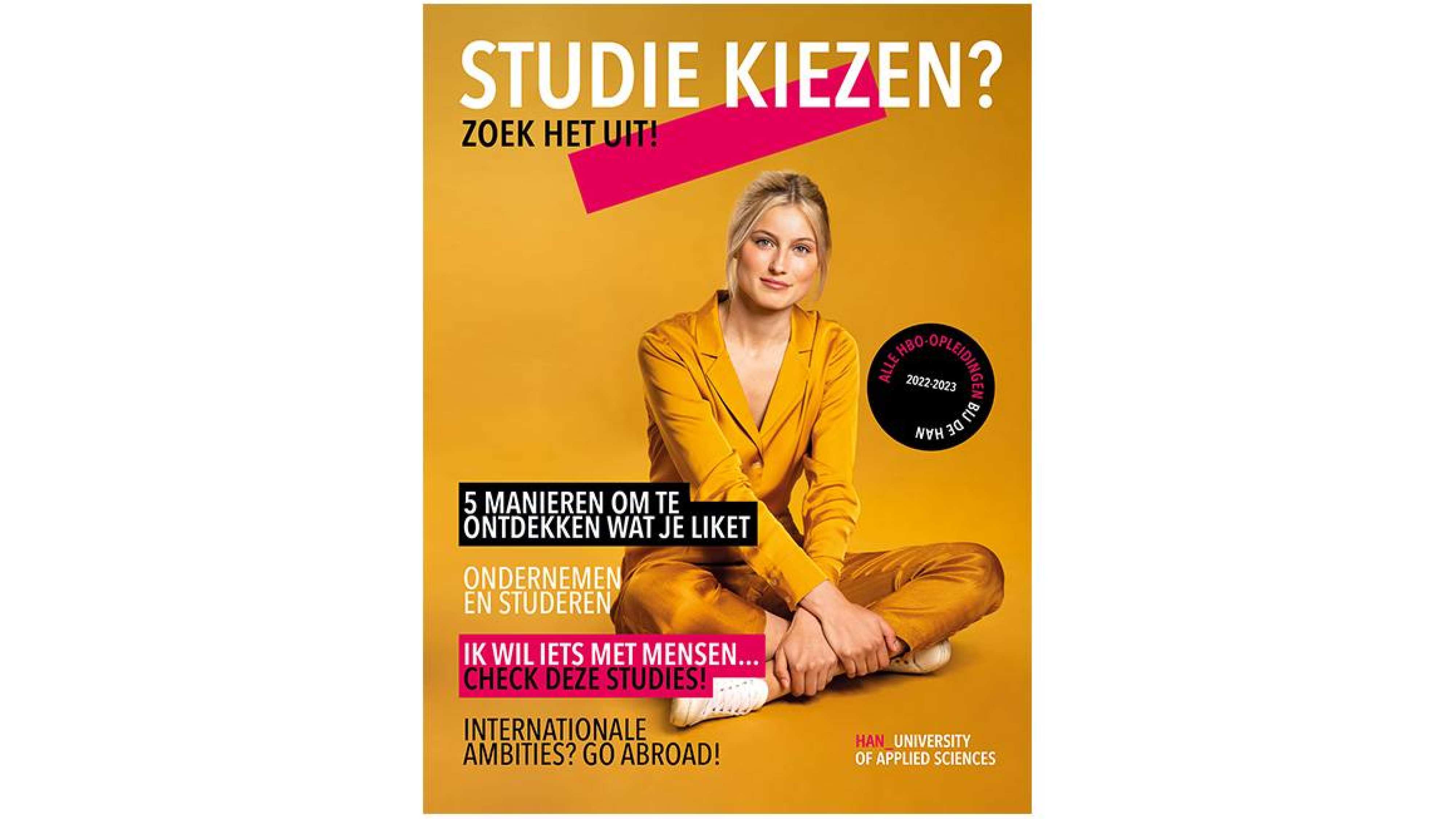 De cover van studiekeuzemagazine Zoek het uit 2021 met witruimte eromheen voor han.nl