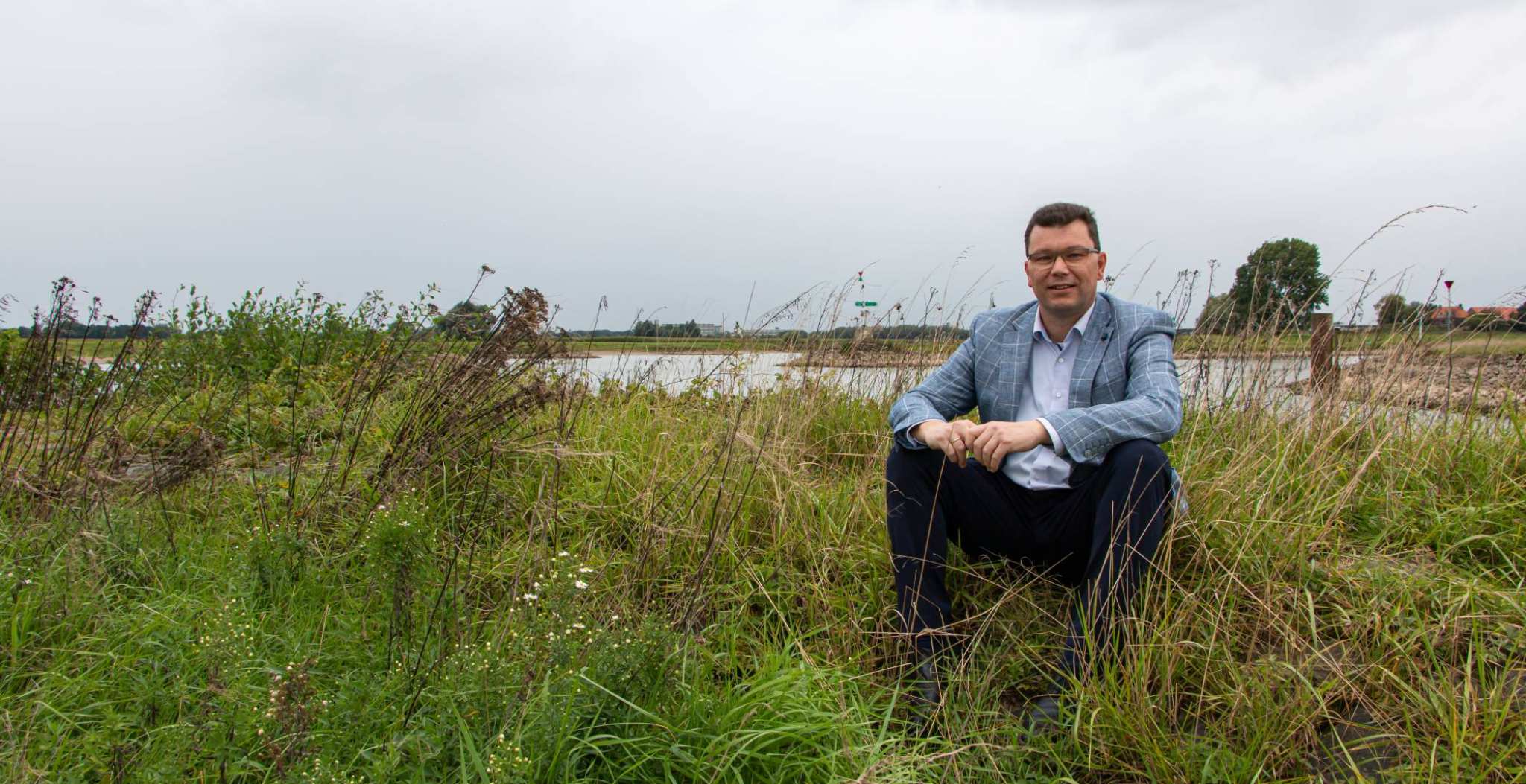 Promovendus Frank den Heijer bij splitsing Rijn-IJssel