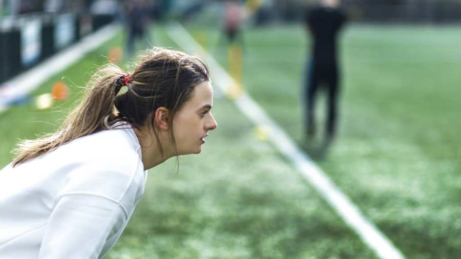 Studente buiten sporten closeup