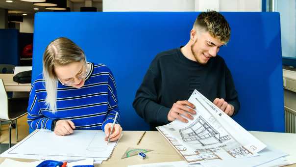 bouwkunde studenten bouwtekening