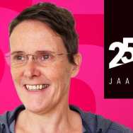 Banner HAN 25 jaar jubileum met Mirjam Boerboom, beleidsmedewerkers AMM