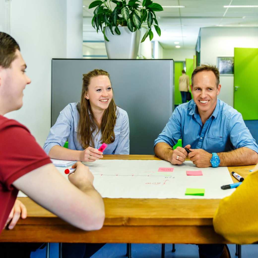 studenten, docent, overleggen, samenwerken, project, vel, papier, economie, finance and control, fc