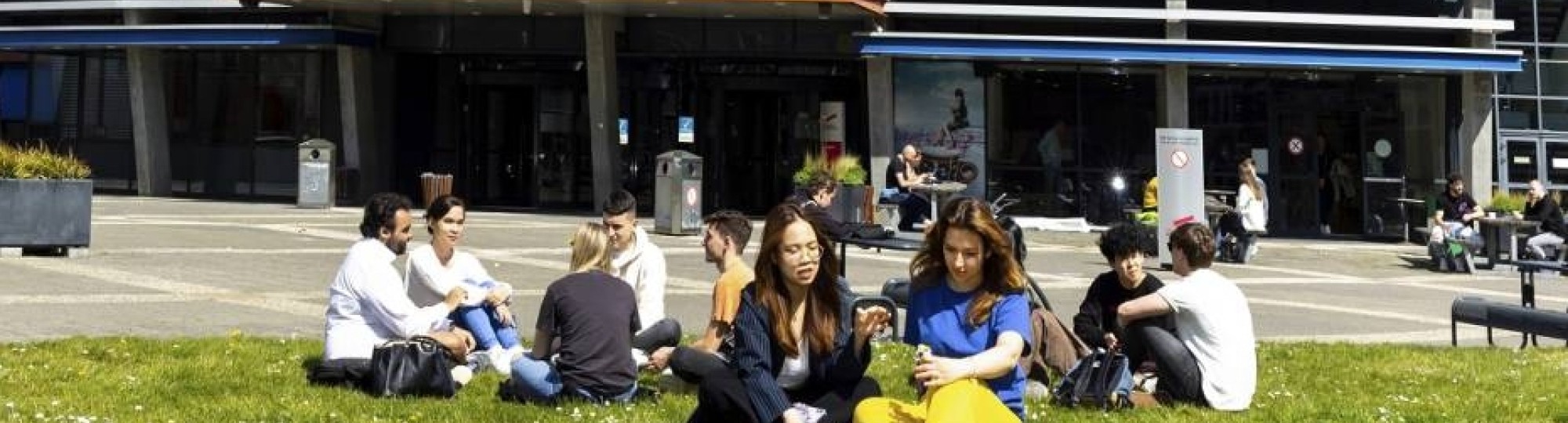 studenten buiten in het gras Ruitenberglaan 31 Arnhem