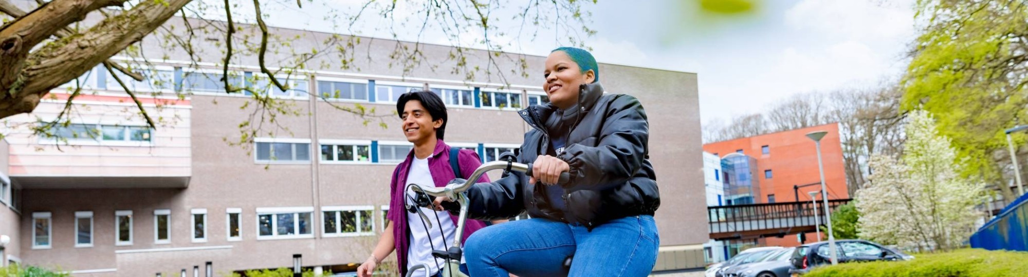 HAN student Chadionne cycling at the Arnhem campus